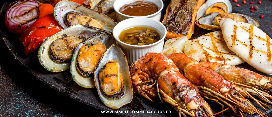 Poissons et crustacés grillés
